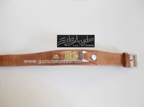 AY YILDIZLI DERÝ BÝLEKLÝK CAMEL RENGÝ